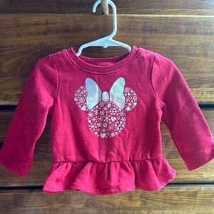 Disney Minnie Mouse Bow Snowflake long sleeve ruffle fleece top